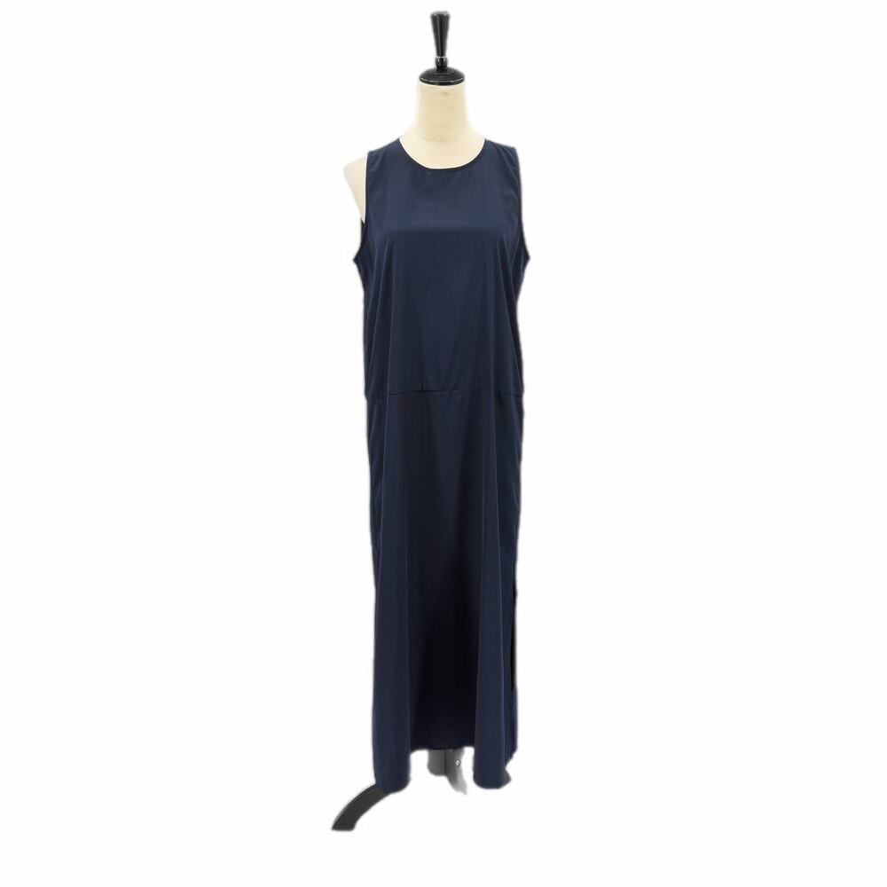 J. Crew Navy Blue Maxi Sleeveless Tank Slit Sides Keyhole Back Casual Chic Dress